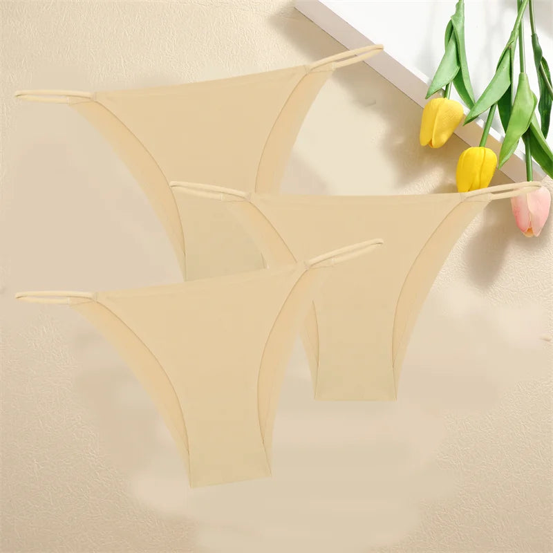3-Pack Seamless Low Waist Bikini Briefs - Comfortable Stretch Underwear