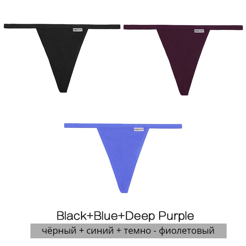 Cotton Thongs 3-Pack Set - Low-Rise Comfortable Underwear