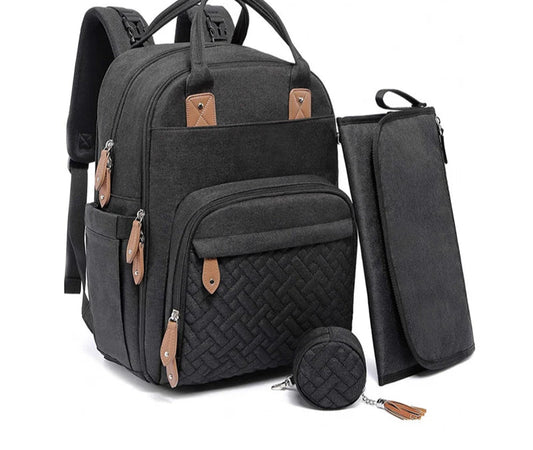 3-Piece Parent Bag Set - Large Capacity Waterproof Nappy Bag