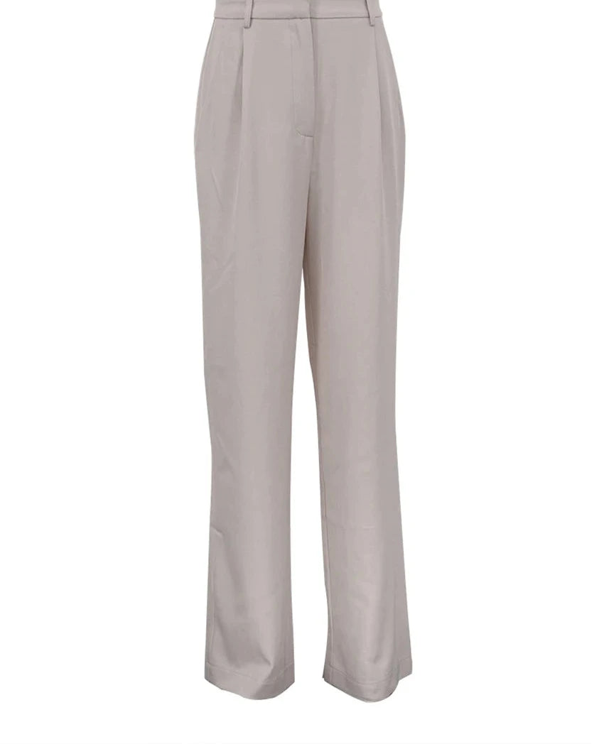 Women's Loose Apricot High Waist Casual Classic Wide Trousers