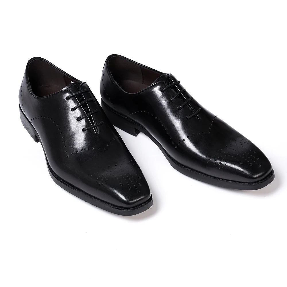 Men's Brogue Italian Genuine Leather Formal Classic Lace-Up Office Oxford Shoes
