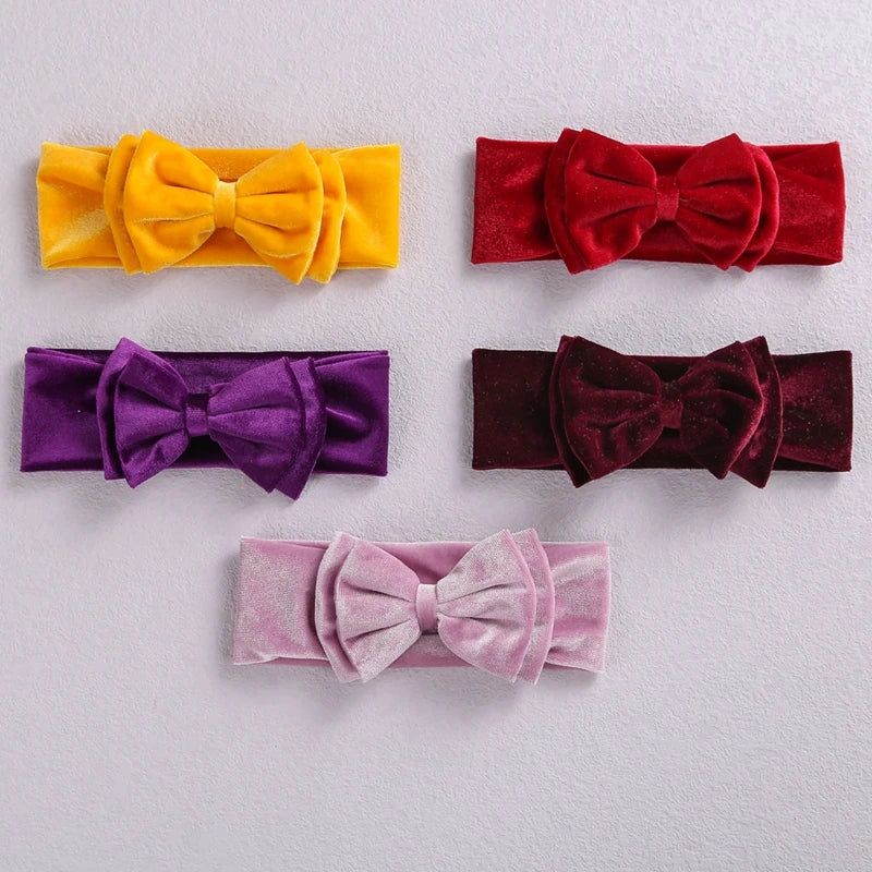 Toddler Baby Girls Bow Headbands Soft Stretchy Velvet Hairbands Hair Accessories