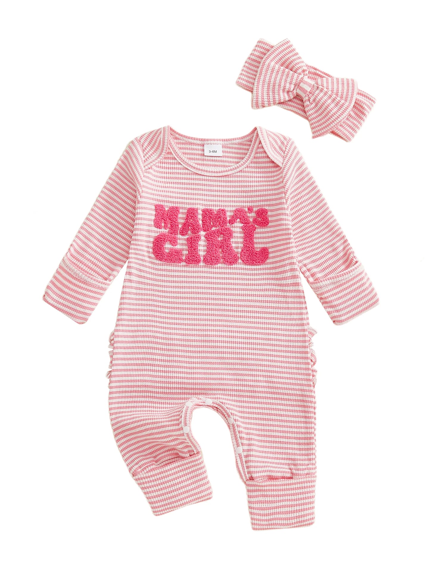 Baby 2-Piece Romper Outfit Set - Letter Embroidery Jumpsuit & Headband