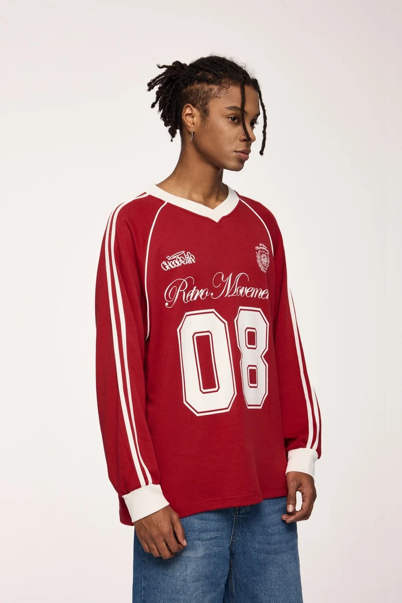 Unisex Graphic Football Jersey Loose Fit Long-sleeved sportswear T-Shirt