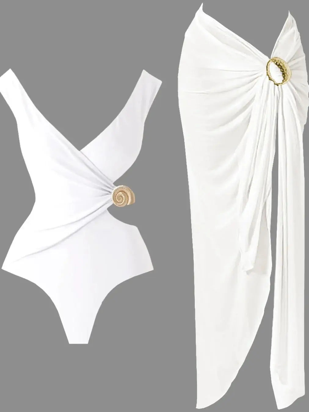 Cut-Out Swimsuit with Skirt - Bikini Dress Set