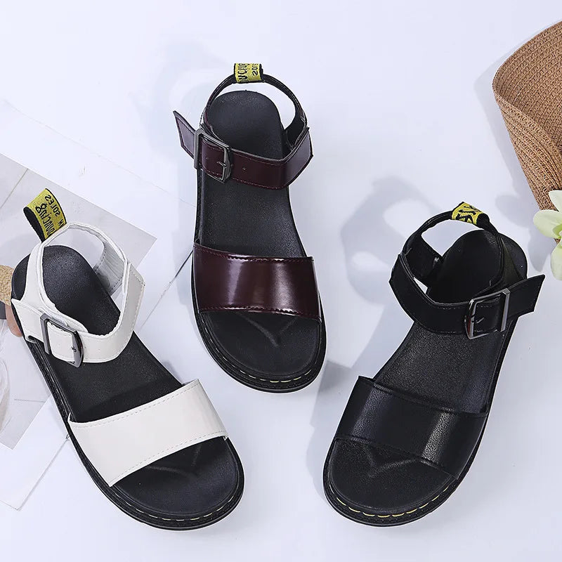 Women's Ankle Strap PU Thick-soled Soft Buckle Sandals