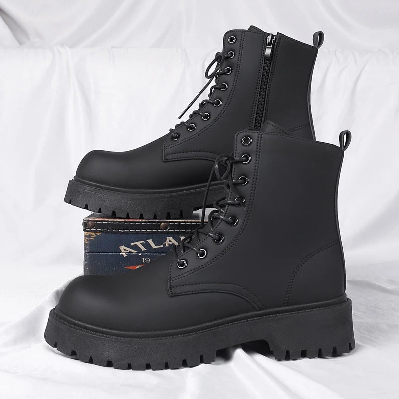 Men's Casual Platform Lace Up Chunky Ankle Boots