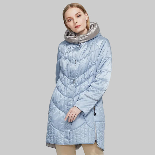 Women's Hooded Parka Coat - Long Padded Casual Jacket