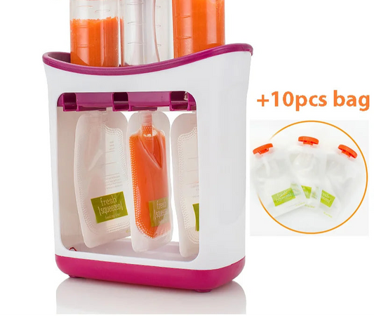 Baby Food Squeeze Station with 10 Pouches - Weaning Food Dispenser