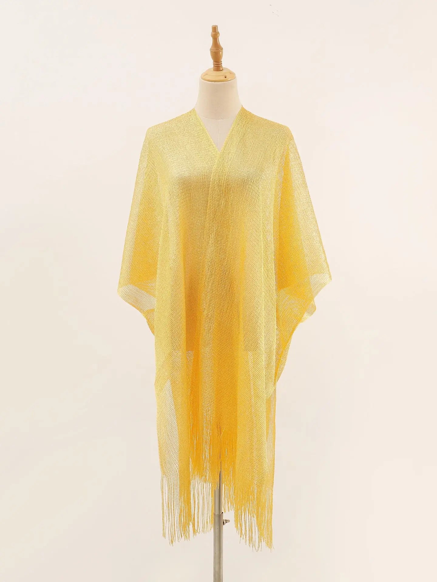 Women Swimsuit Cover Ups Shawl-Collar Caftans Beach Tunic Dress Robe Solid Tassel Pareo Beach Cover-ups