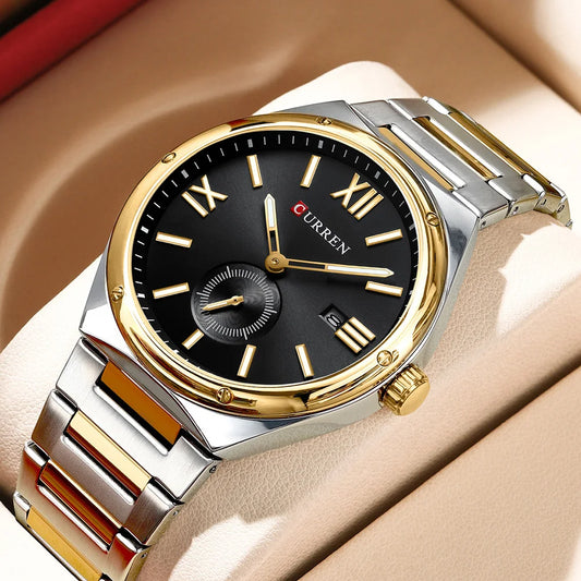 Premium Waterproof Business Watch - Luminous Date Display Stainless Steel Square Quartz