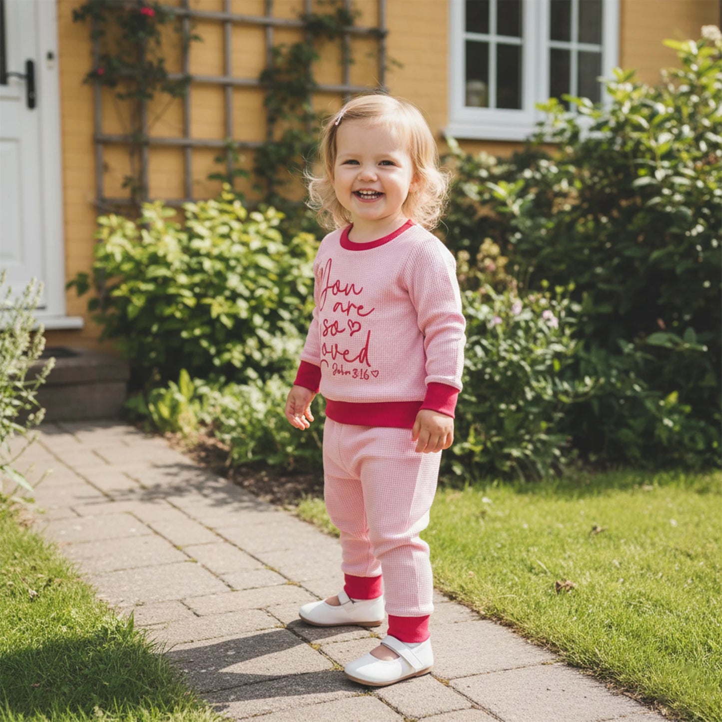 Toddler Girls Valentine's Day 2-Piece Outfit - Heart Letter Sweatshirt & Pants