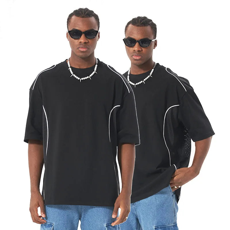 Men's Mesh Panel Cotton T-Shirt - Breathable Tee