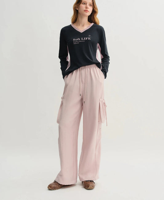 High-Rise Pants and Tee Set - Casual Two-Piece Outfit