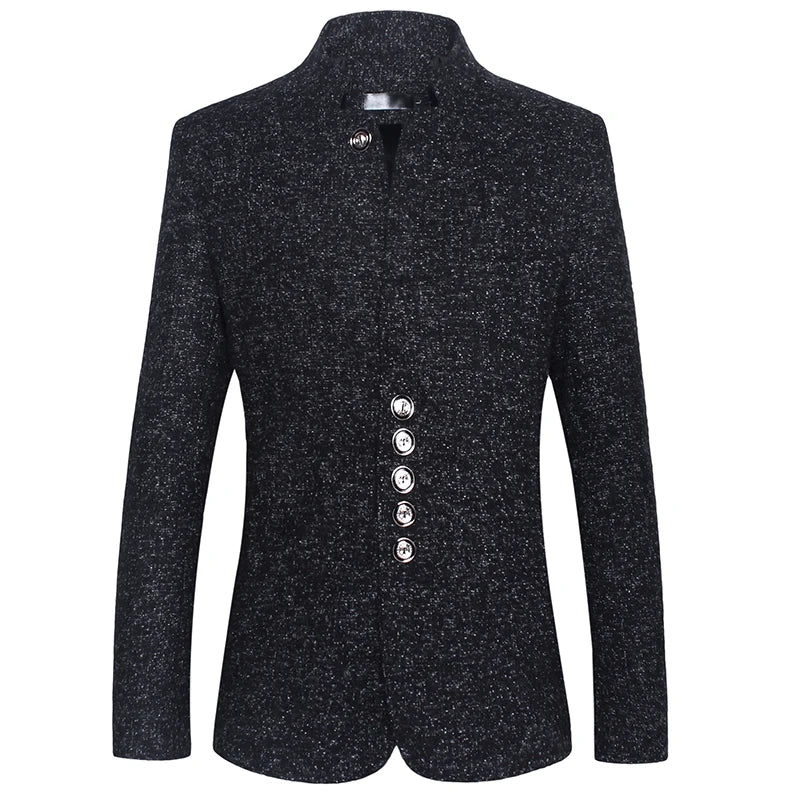 Men Long Sleeve Stand Collar Single Breasted Blazer