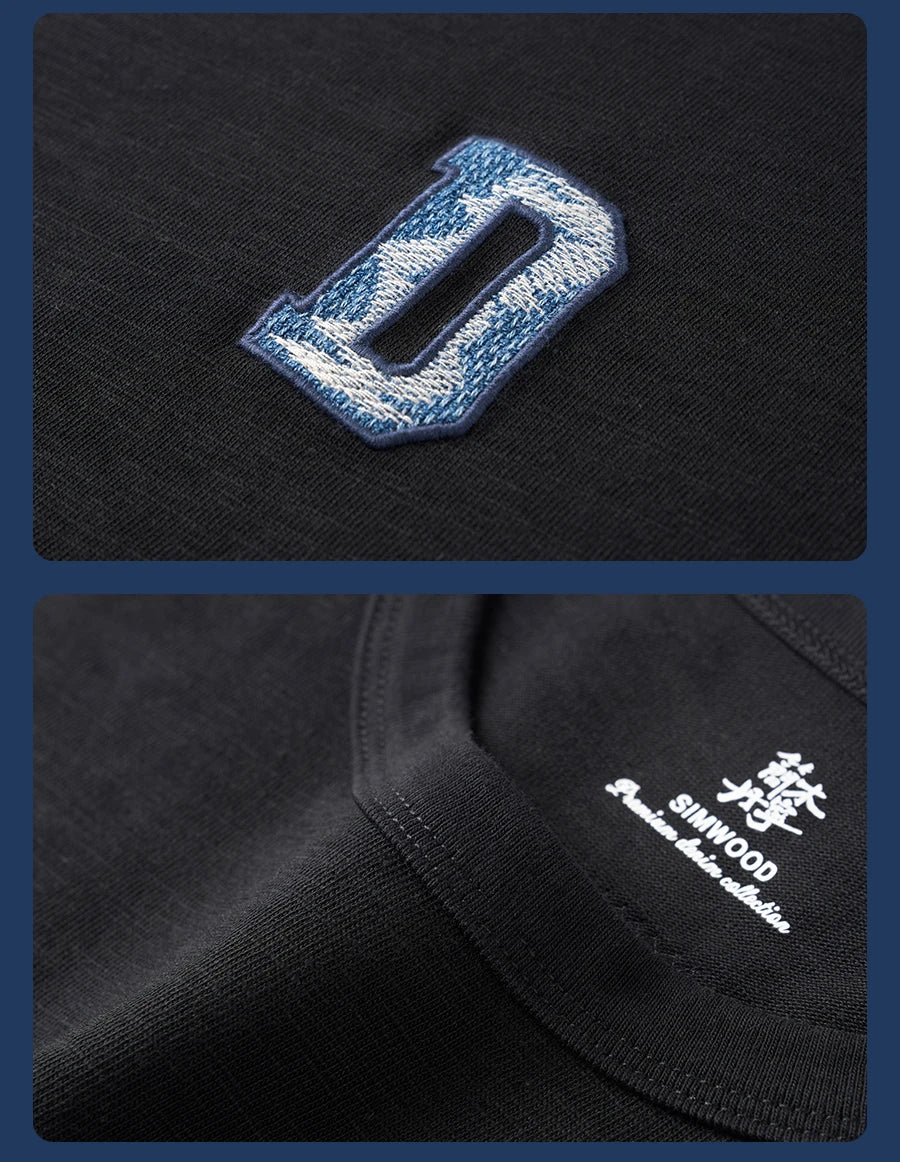 Men's Heavyweight Cotton T-Shirt with Letter Embroidery