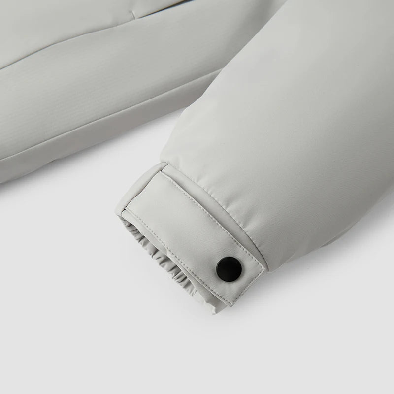 Mid-Length Down Jacket - Men's Color Block Hooded Winter Coat