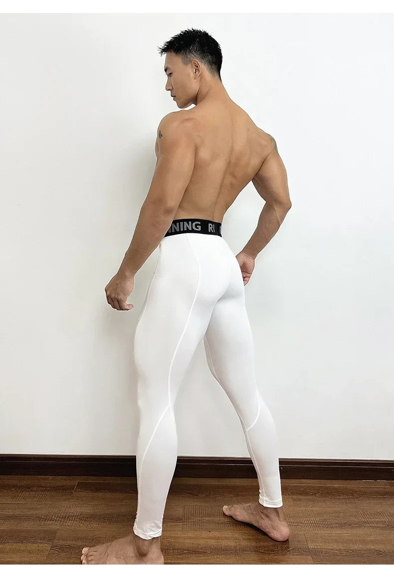 Men's Gym Compression Pants Quick Dry Reflector Sportswear Running Tights Fitness Training Sport Leggings