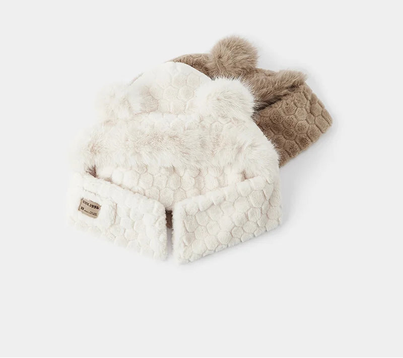 Cute Bear Hooded Scarf - Plush Neck Warmer Winter Accessory