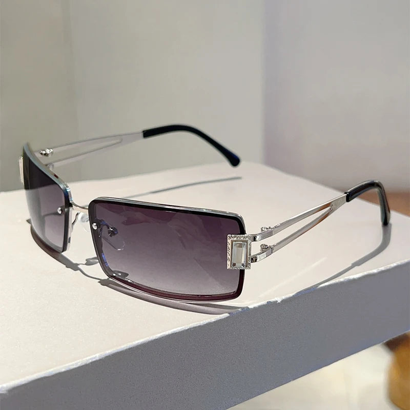 Unisex Rectangle Metal Gradient Sunglasses