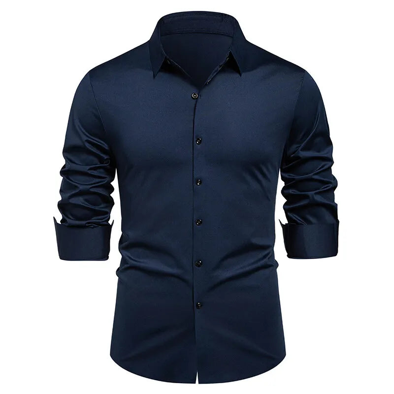 Square Collar Long Sleeve Shirt - Smart Casual Dress Shirt