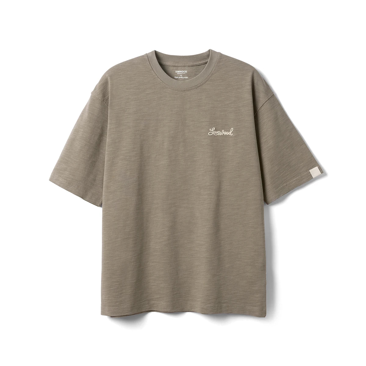 Heavyweight 300gsm Slub Cotton Oversized T-Shirt with Letter Embroidery