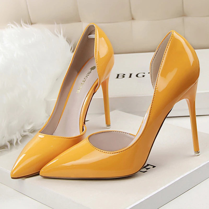 Patent Leather Stiletto Pumps - Professional Office Heels Available in 12 Colors