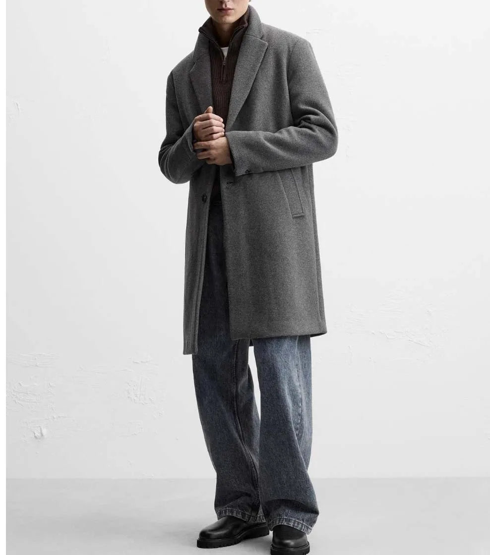 Men's Wool Blend Suit Long Collar Coat