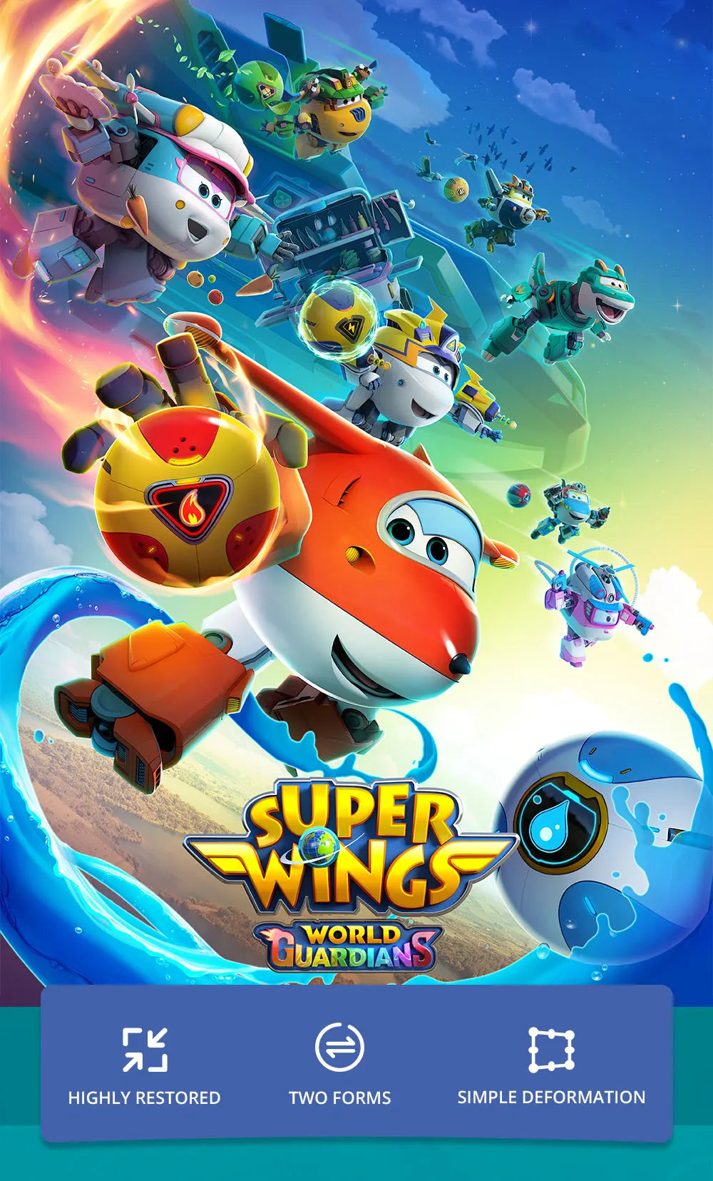 Children's Super Wings S5 2" Mini Transforming  Airplane Robot