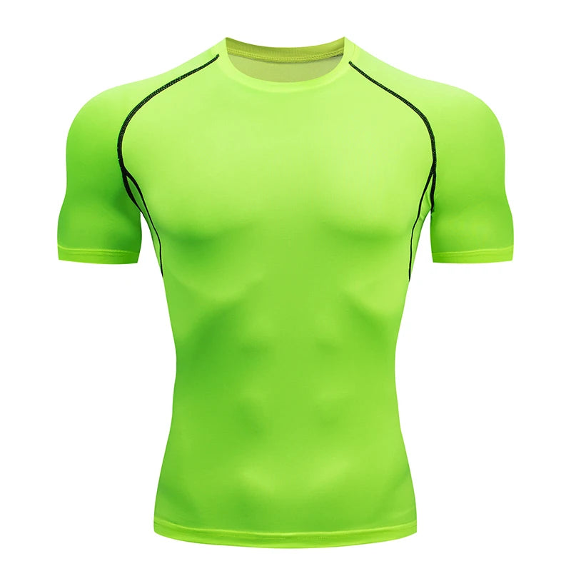 Men's Running Compression Quick Dry  Fitness Tight Sportswear Gym Sport Short Sleeve Shirt