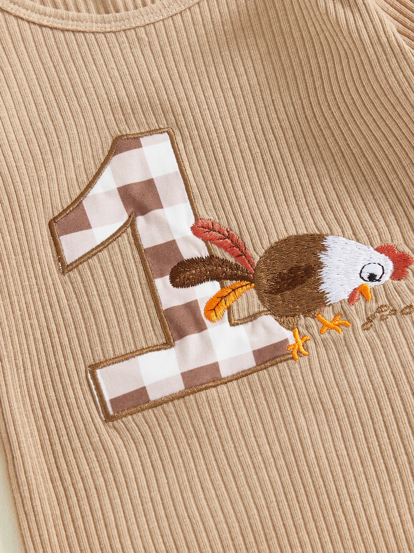 Baby 3-Piece Outfit Set - Ruffle Long Sleeve Embroidery Romper & Pants (0-18M)