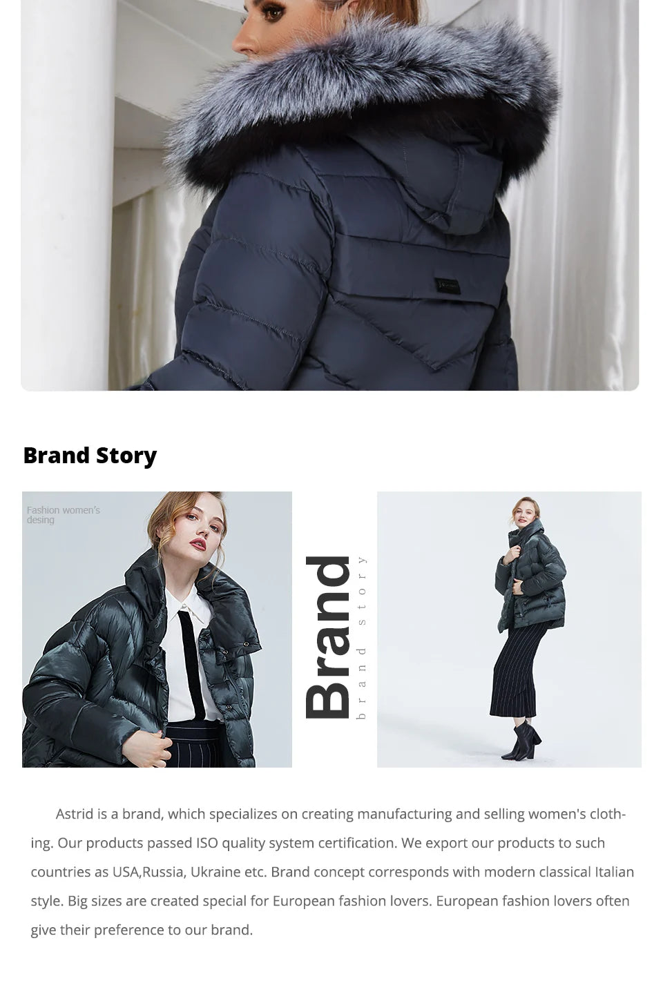 Plus Size Winter Down Jacket with Fur Collar