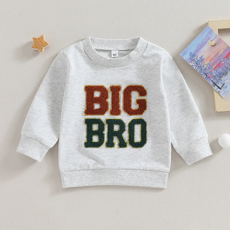 0-4Y Toddler Baby Boy Brother T Shirts/Romper Letter Embroidery Long Sleeve Autumn Sweatshirt/Jumpsuits