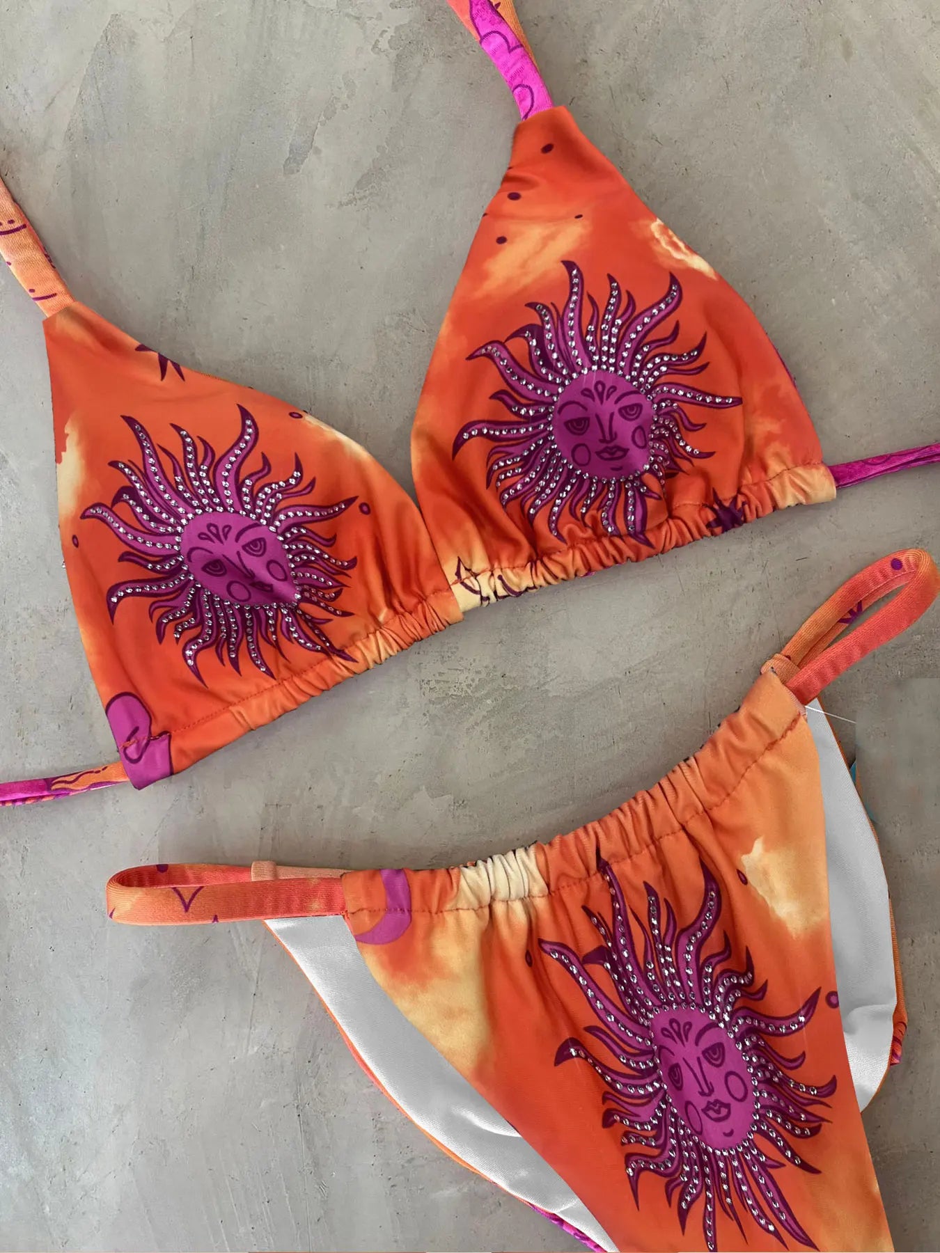 Women's Beaded Halter V-Neck Bikini Set - Elegant Beach Swimwear