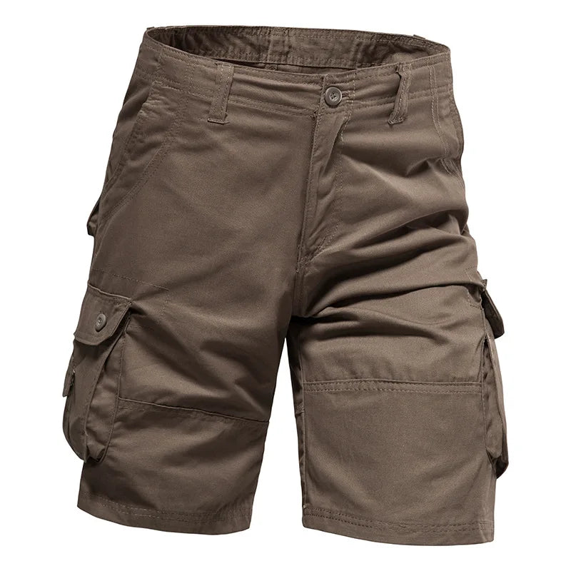 Men's Cotton Cargo Shorts - Multi Pocket Knee Length Summer Shorts
