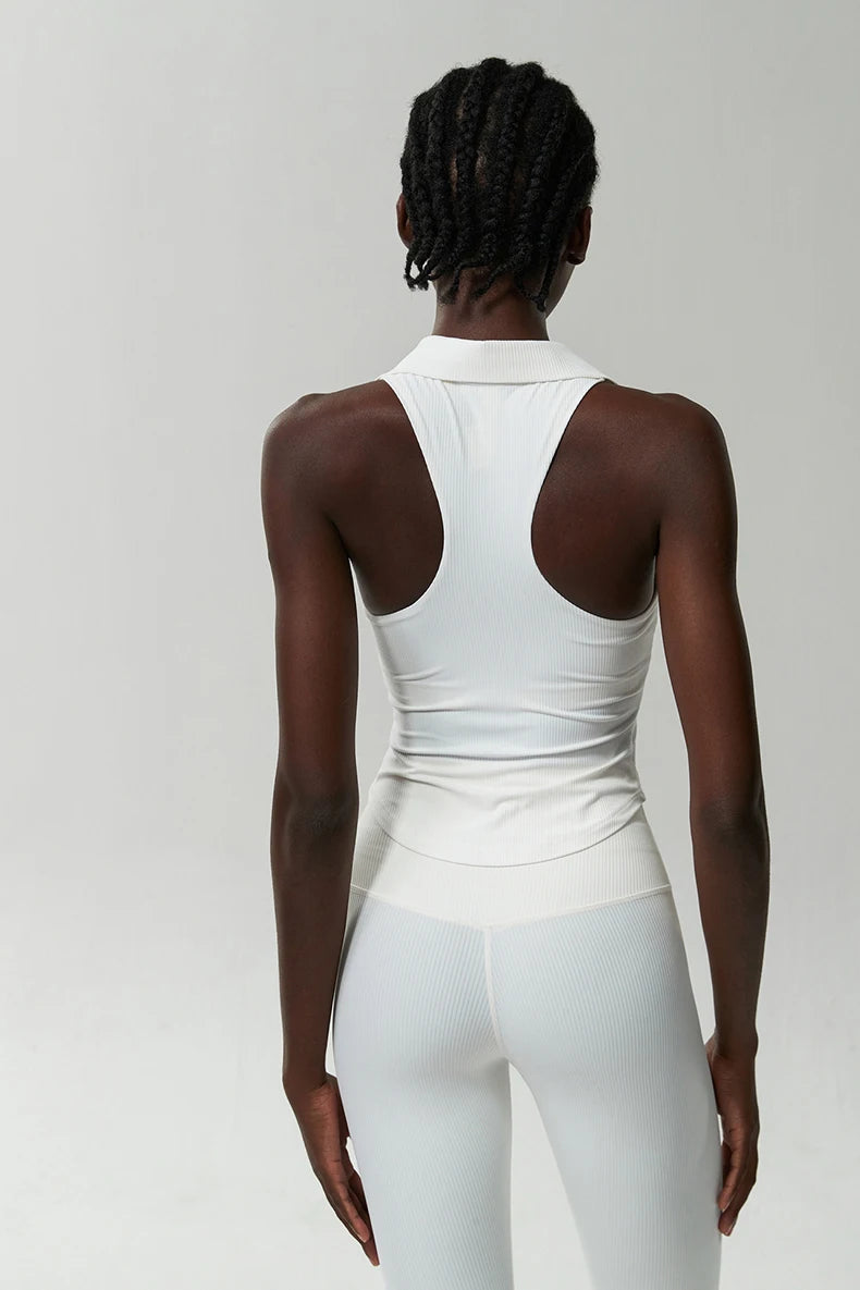 Women's Sleeveless Fitness Yoga Summer Slim Fit V-Neckline Gym Running Top Breathable Quick Dry Sportswear Workout Top