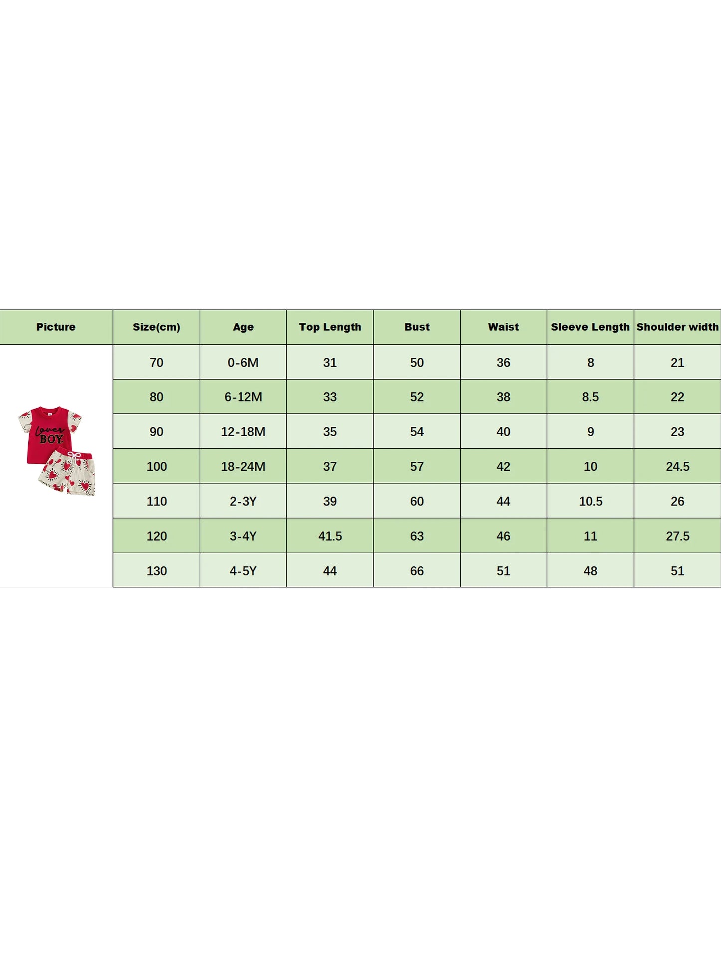 Toddler Boys Valentine's Day Outfit Set - Letter Embroidery T-Shirt & Candy Heart Shorts