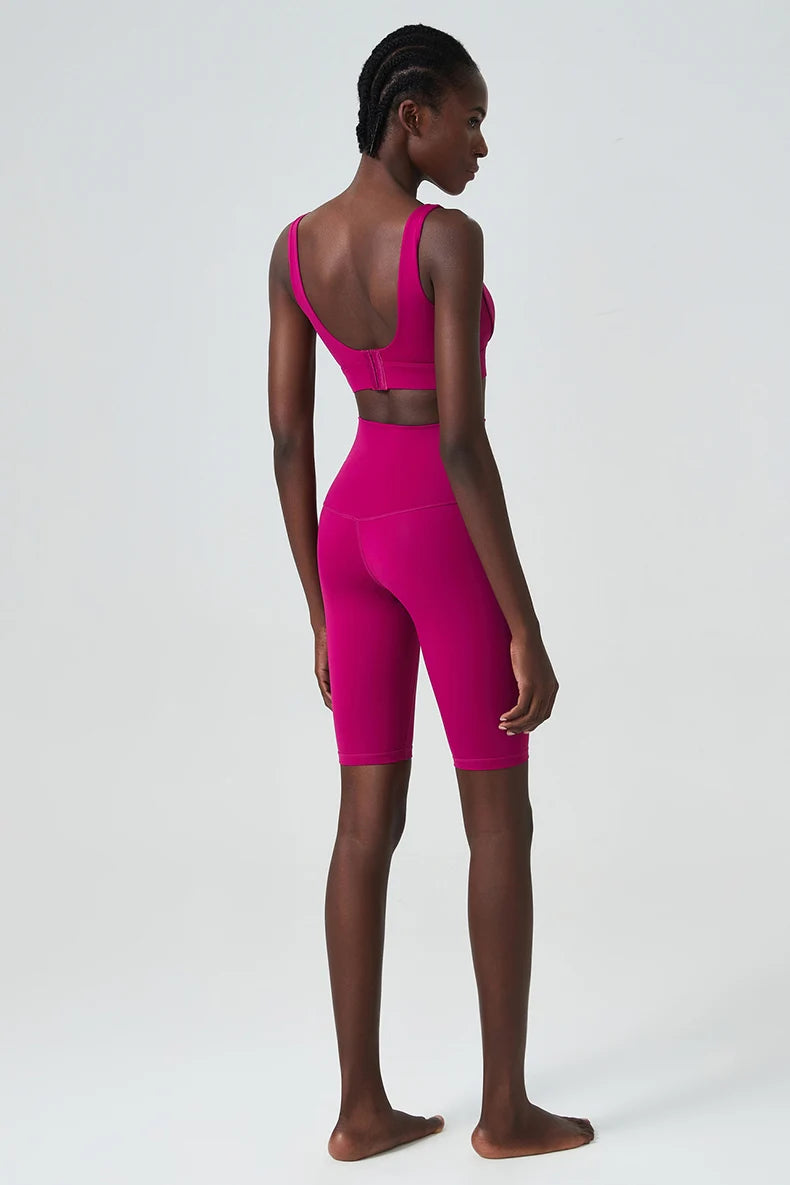 Women's 2-Piece Super Stretch Fitness Set - Short Top & Shorts Yoga Suit