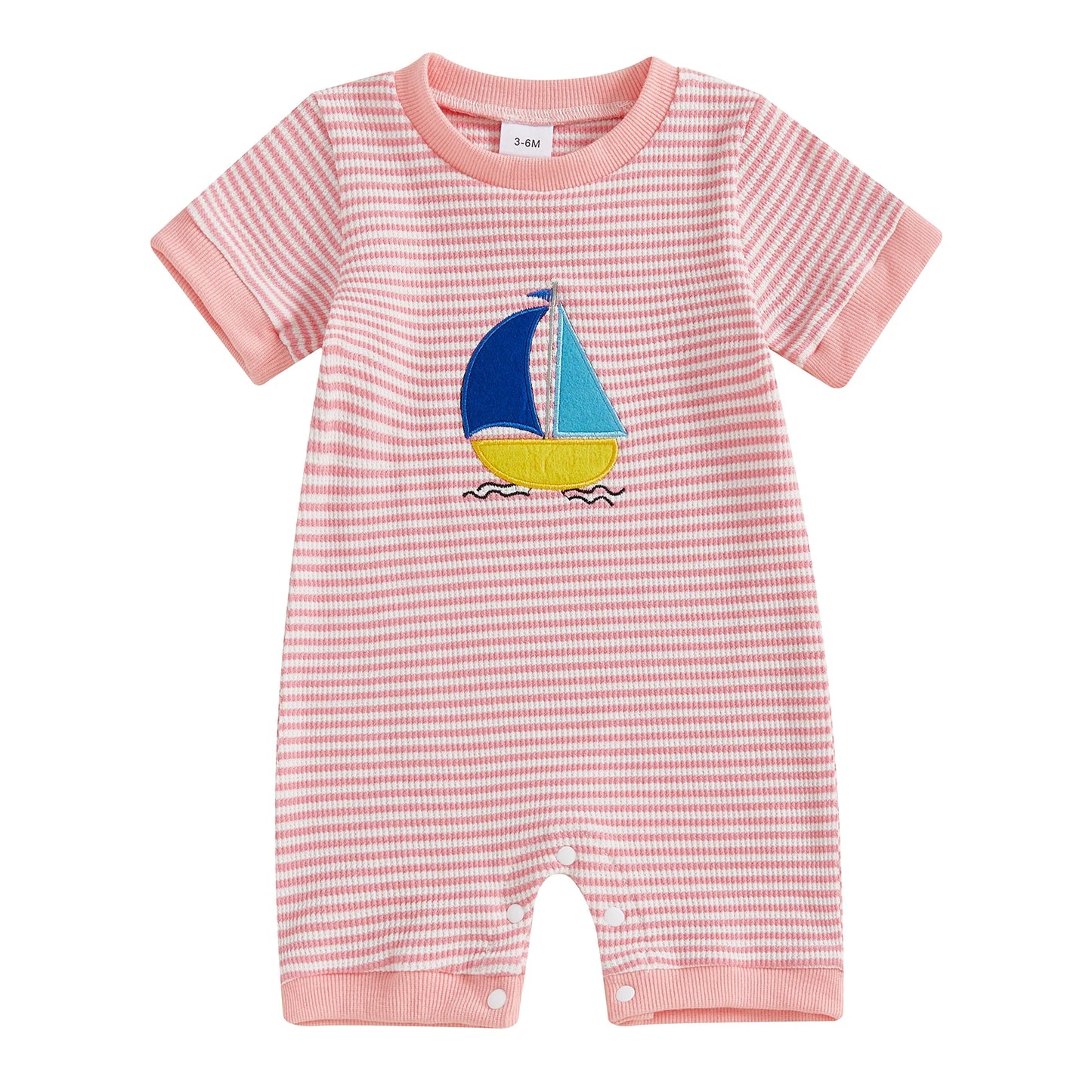 Baby Boys Girls Jumpsuits Short Sleeve Crew Neck  Embroidery Rompers Newborn Playsuit