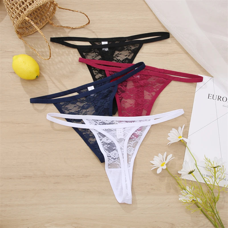 5Pcs Cotton Lace Thongs  Hollow Out Floral Underwear Panties Low Waist G-string Comfortable Lingerie