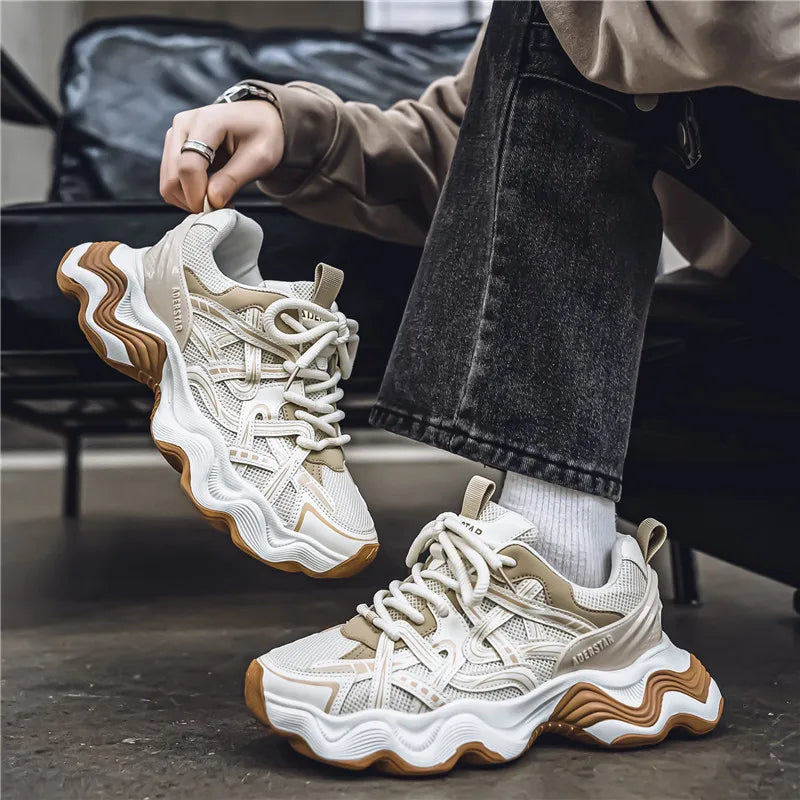 Men's Casual Platform Breathable Sports Shoes Lace Up Sneakers
