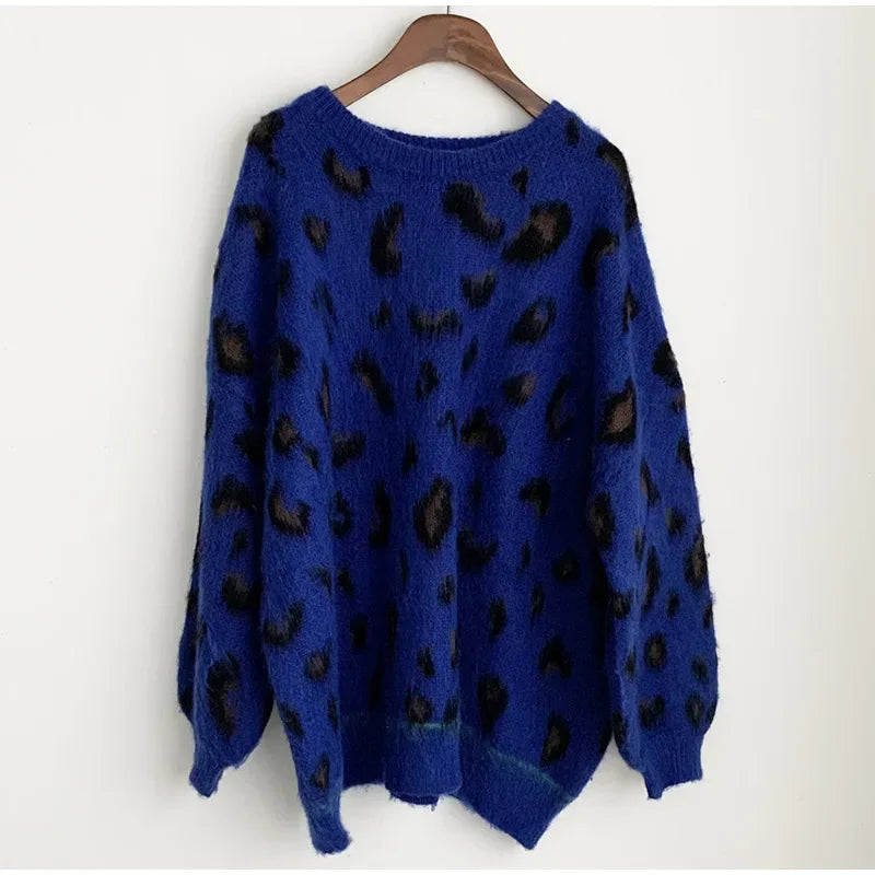 Women's Leopard Print Pullover Loose Oversized Sweater