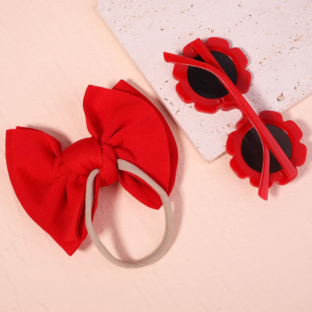 2PCS Children's Baby's Headband and Flower Sunglasses