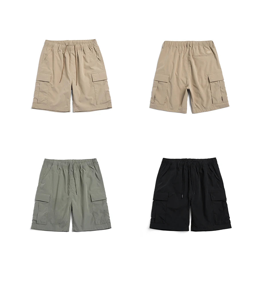 Men's Oversize Lightweight 190g  Quick Dry Fabric Cargo Drawstring Shorts