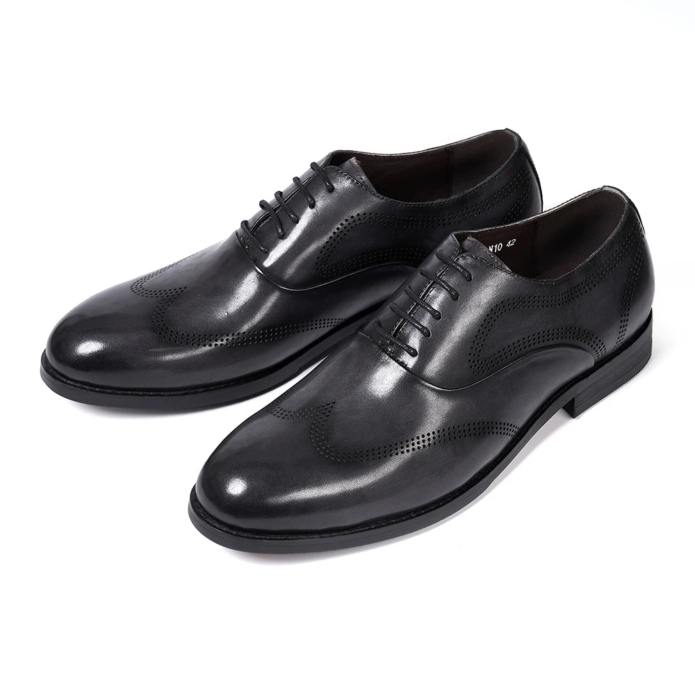 Men's Classic Style Lace-Up Oxfords Genuine Leather Shoes