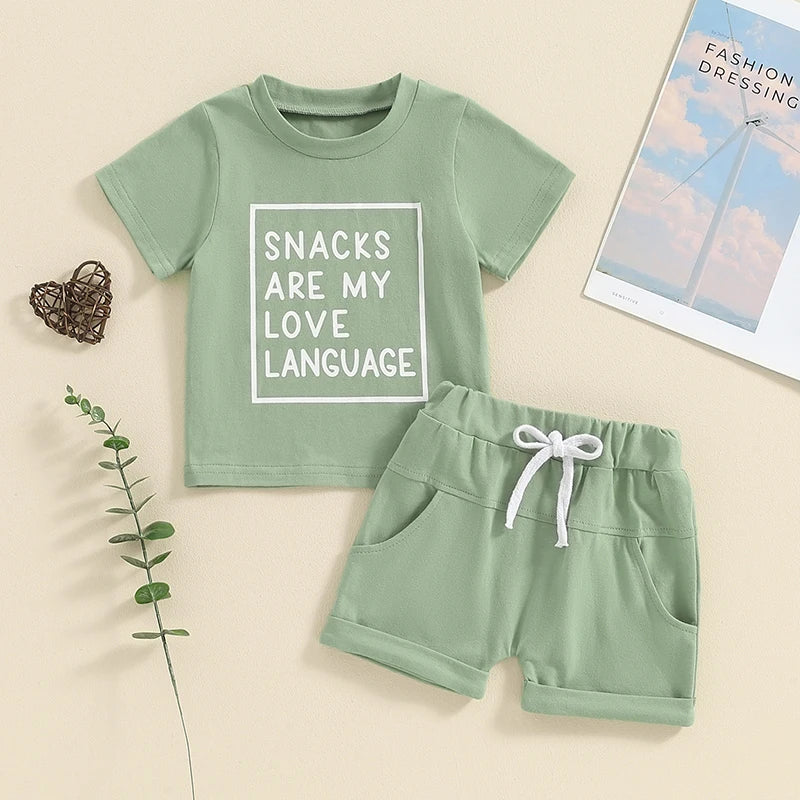 Summer Baby Boys Casual Letter Print Outfit Set - 2-Piece T-Shirt & Shorts (0-3Y)