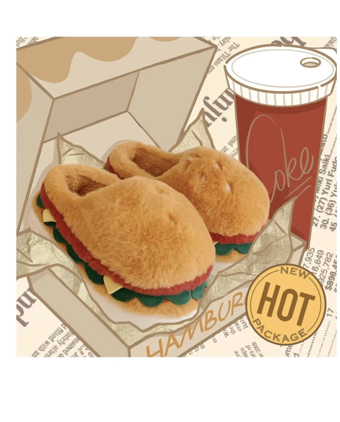 Hamburg Design Plush Slippers - Warm Non-Slip Indoor Slides