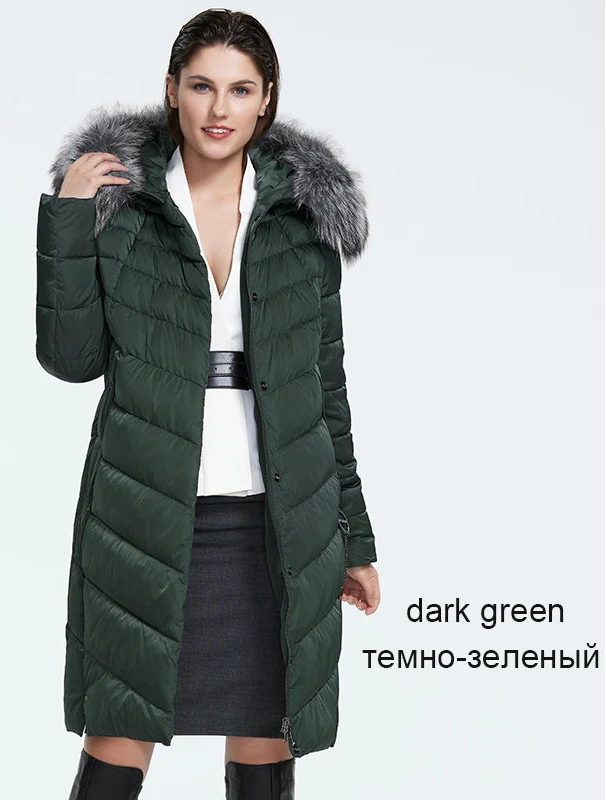 Women's Fur Collar Down Coat - Extra Long Winter Jacket