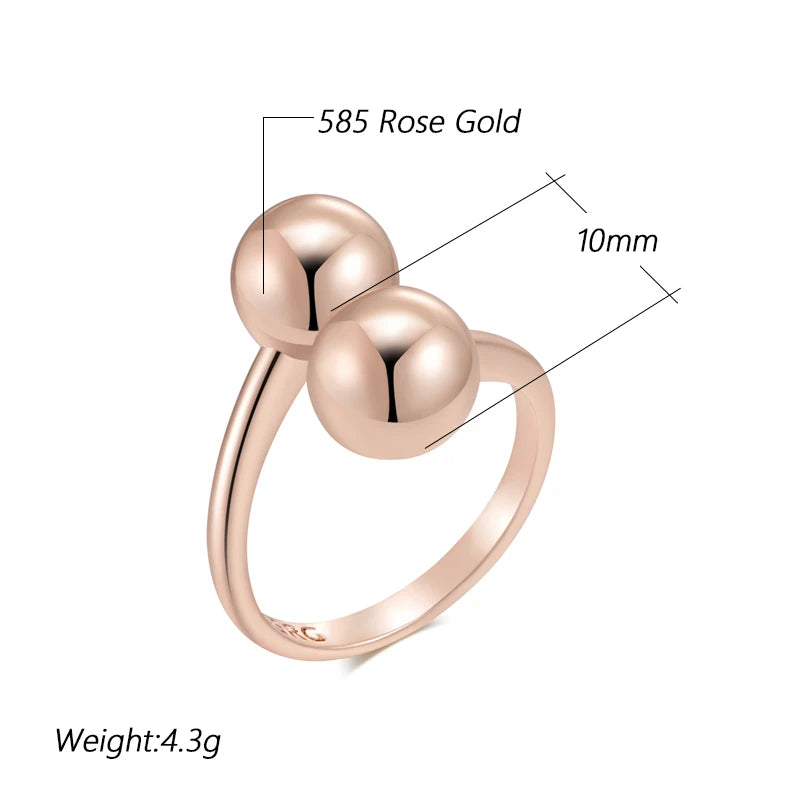 Unique Glossy Double Ball Ring - Rose Gold Retro