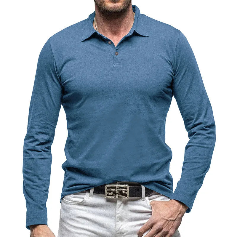 Men's Long Sleeve Polo Shirt - Cotton Smart Casual Top